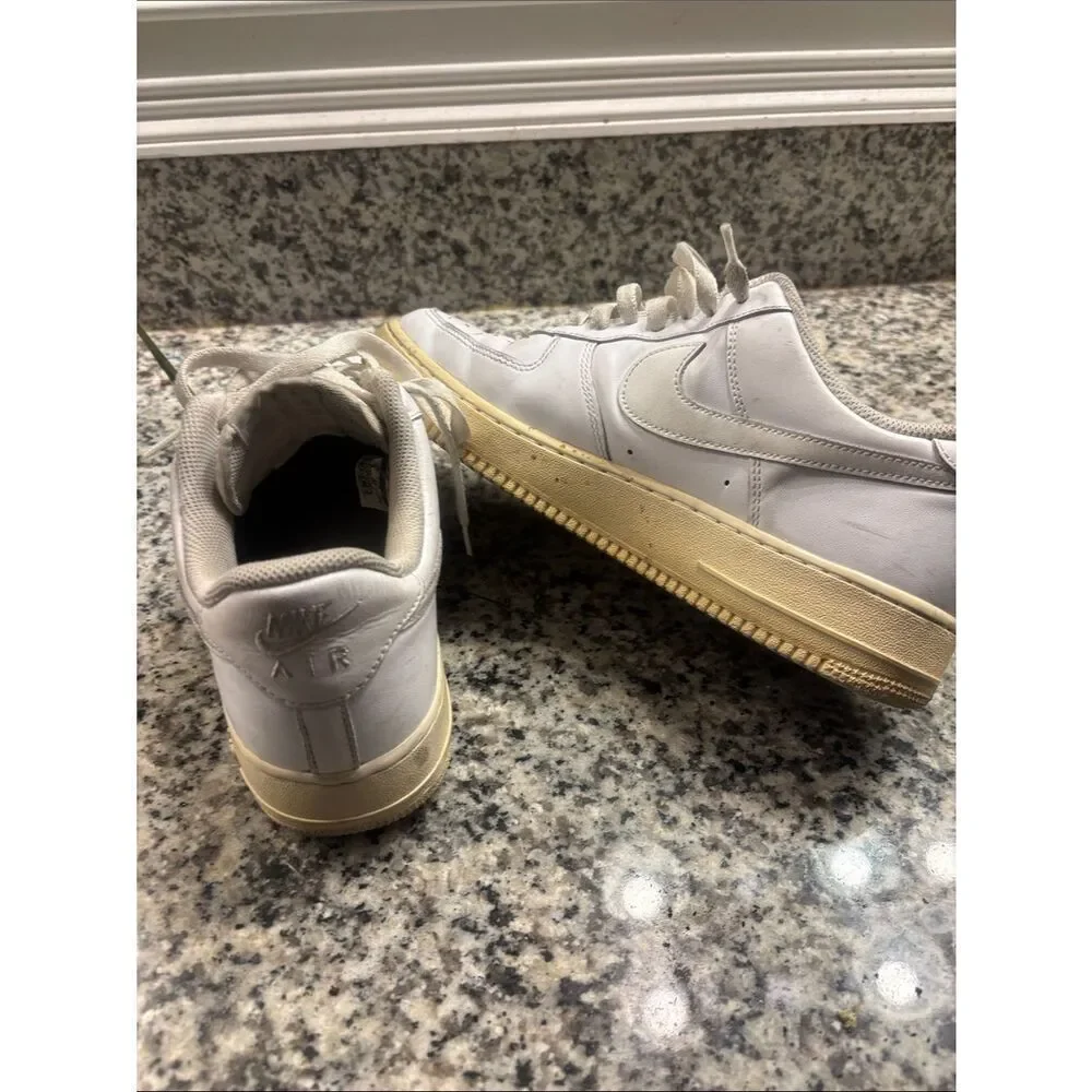 Nike Air Force 1 White Low-Top Sneakers with Cream Sole